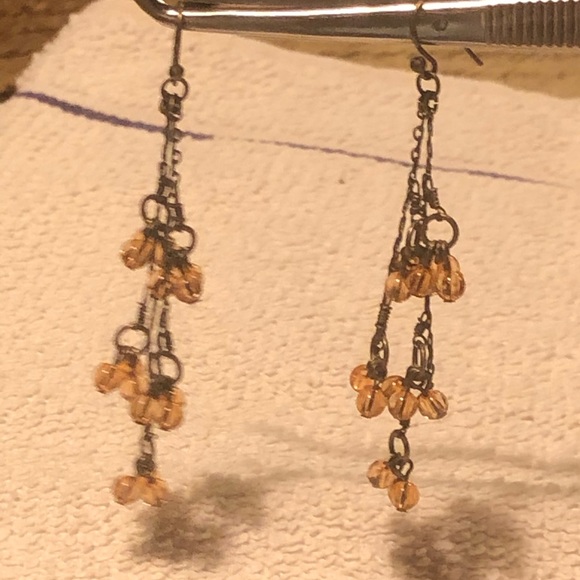 Antique Look Dangling Beaded Chain Hook Earrings - Picture 4 of 6